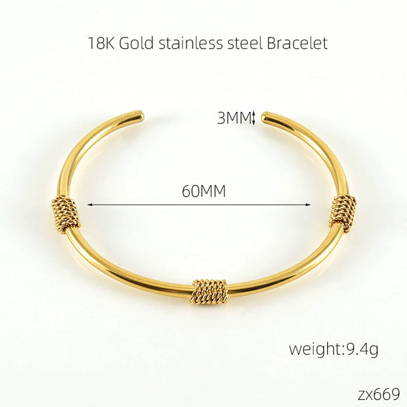 Stainless Steel And Titanium Geometric Retro Bracelet With Electroplating Treatment
