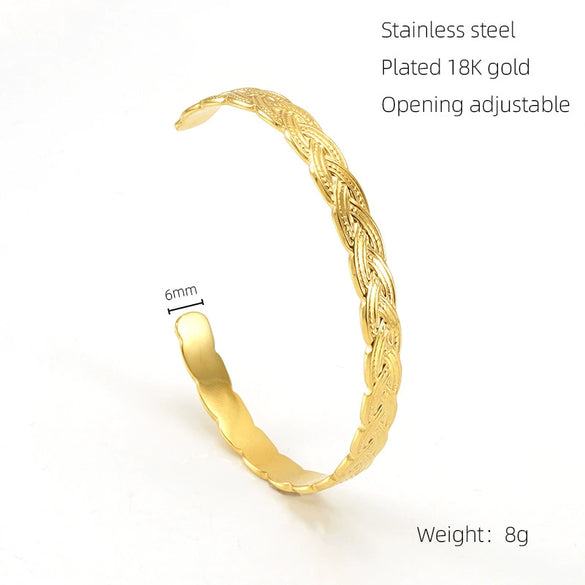 Stainless Steel And Titanium Geometric Retro Bracelet With Electroplating Treatment
