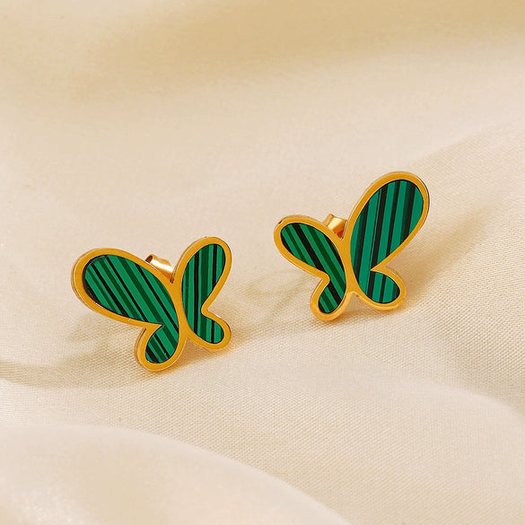 Stainless Steel And Titanium Steel Animal Pattern Jewelry Set With Electroplating For Women Butterfly Earrings And Necklace