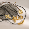 Stainless Steel And Titanium Steel Animal Style Starfish Necklace With Geometric Pattern And Electroplating Treatment For Women