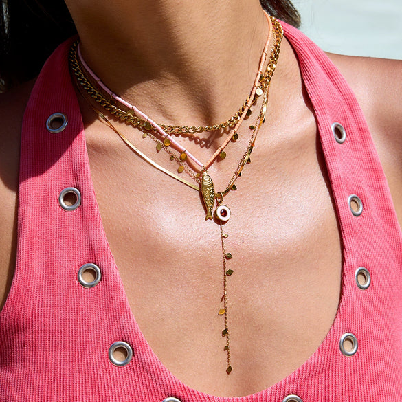 Stainless Steel And Titanium Steel Animal Zodiac Pattern Necklace For Women Electroplated Jewelry