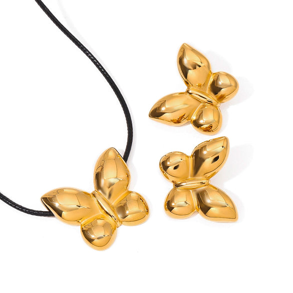 Stainless Steel And Titanium Steel Animals Zodiac Jewelry Electroplated Necklace And Earrings For Women