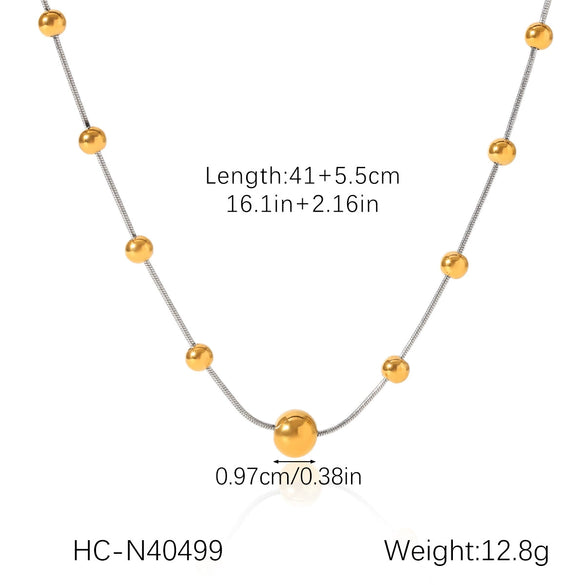 Stainless Steel And Titanium Steel Ball Chain Geometric Pattern Electroplated Women's Necklace