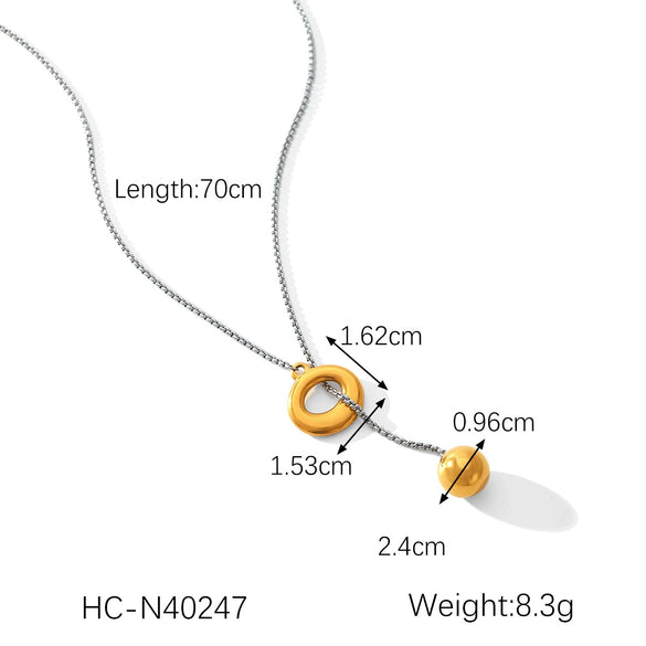 Stainless Steel And Titanium Steel Ball Chain Geometric Pattern Electroplated Women's Necklace