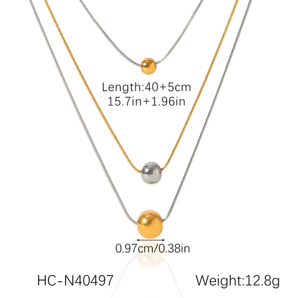 Stainless Steel And Titanium Steel Ball Chain Geometric Pattern Electroplated Women's Necklace