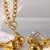 Stainless Steel And Titanium Steel Baroque Pendant Jewelry Suit With Colormatching Overlapped Ring Electroplated