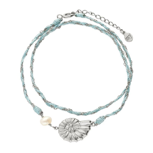 Stainless Steel And Titanium Steel Bracelet With Natural Baroque Pearl Conch Pendant Electroplating Design
