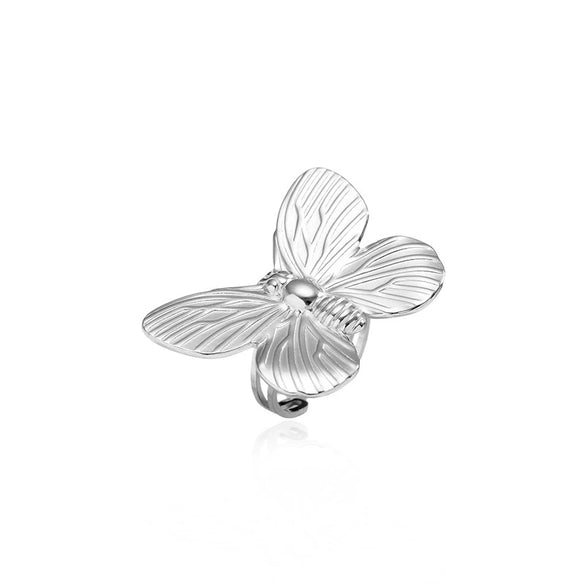 Stainless Steel And Titanium Steel Butterfly Open Ring Jewelry With Polished Electroplating For Women