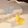 Stainless Steel And Titanium Steel Butterfly Open Ring Jewelry With Polished Electroplating For Women