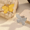 Stainless Steel And Titanium Steel Butterfly Open Ring Jewelry With Polished Electroplating For Women