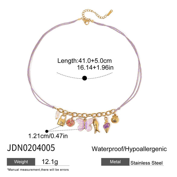 Stainless Steel And Titanium Steel Butterfly Pendant Necklace For Women Electroplated Jewelry