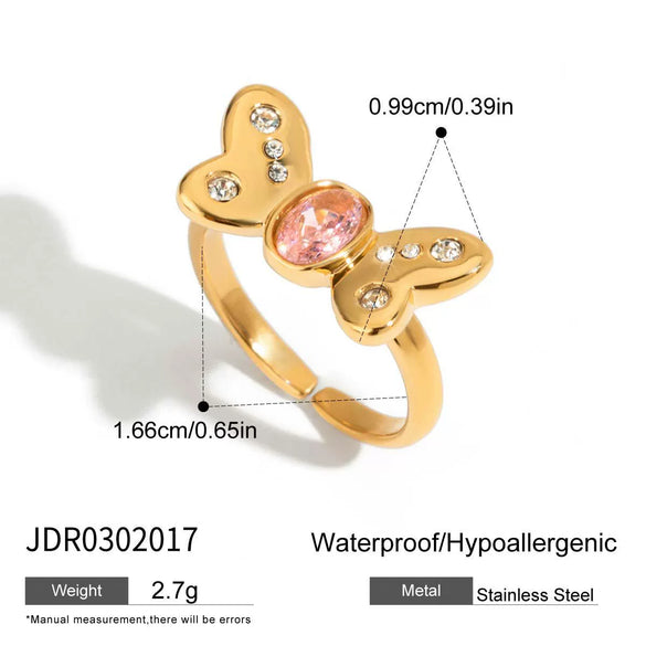 Stainless Steel And Titanium Steel Butterfly Zircon Necklace Electroplated For Women