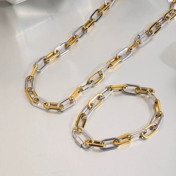 Stainless Steel And Titanium Steel Chain Set Electroplated Geometric Style For Women