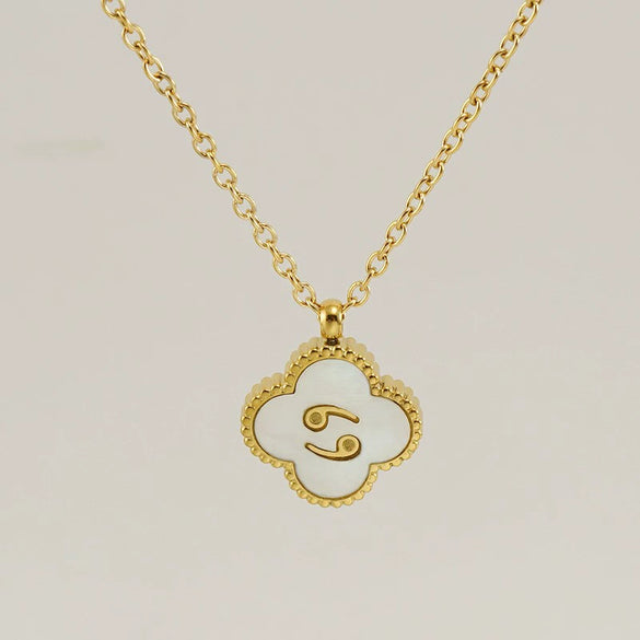 Stainless Steel And Titanium Steel Clover And Constellation Pendant Necklace For Women With Electroplating Treatment