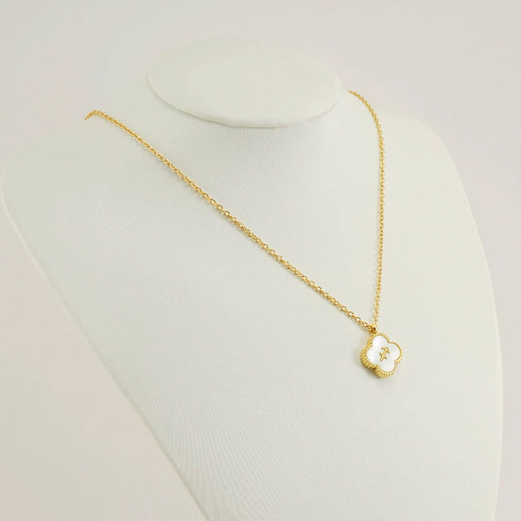 Stainless Steel And Titanium Steel Clover And Constellation Pendant Necklace For Women With Electroplating Treatment