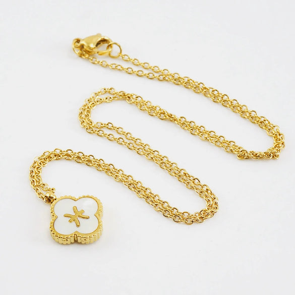 Stainless Steel And Titanium Steel Clover And Constellation Pendant Necklace For Women With Electroplating Treatment