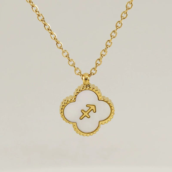Stainless Steel And Titanium Steel Clover And Constellation Pendant Necklace For Women With Electroplating Treatment