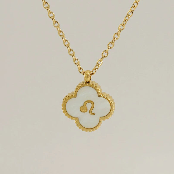 Stainless Steel And Titanium Steel Clover And Constellation Pendant Necklace For Women With Electroplating Treatment