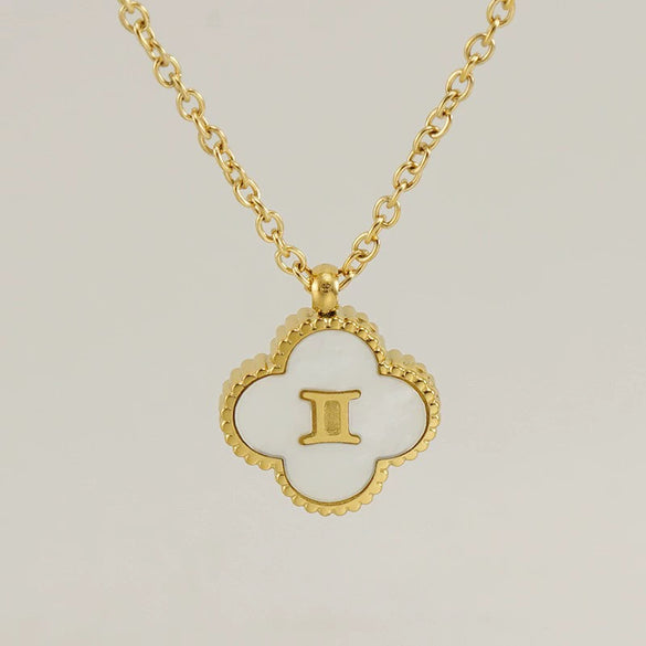 Stainless Steel And Titanium Steel Clover And Constellation Pendant Necklace For Women With Electroplating Treatment