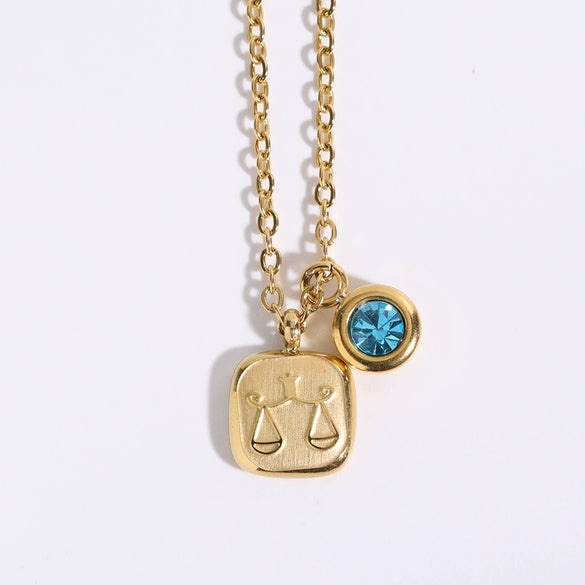 Stainless Steel And Titanium Steel Constellation Pendant Necklace With 18K Gold Electroplating