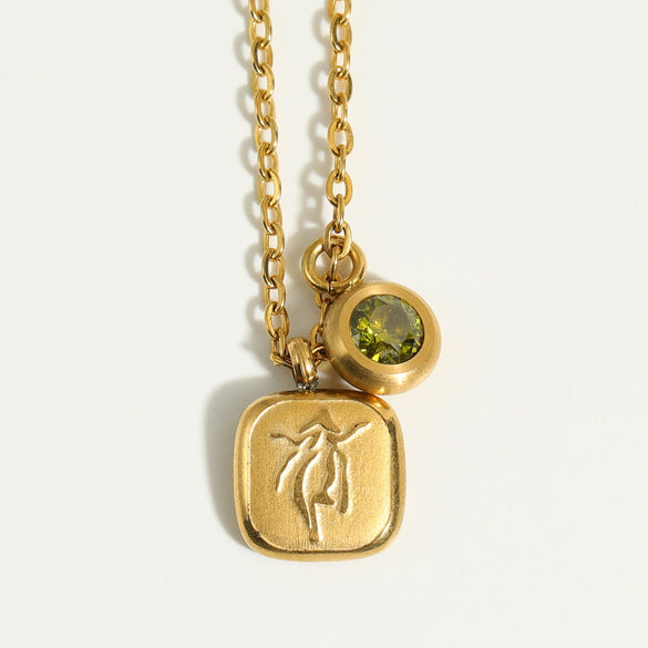Stainless Steel And Titanium Steel Constellation Pendant Necklace With 18K Gold Electroplating