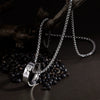 Stainless Steel And Titanium Steel Couple Ring Necklace With Stickman Cartoon Character Pearl Chain Seiko Design