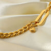 Stainless Steel And Titanium Steel Cuban Chain Oval Chain With Small Love Pendant Ot Buckle Bracelet For Women 18K Vacuum Electroplated Geometric Style