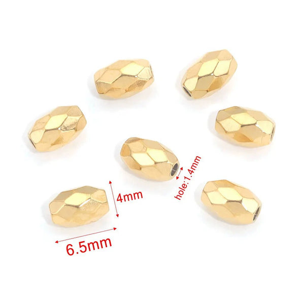 Stainless Steel And Titanium Steel Curved Beads Vacuum Gold Plated Handmade Jewelry Accessories With Hirback Pattern For Bracelet And Necklace
