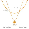 Stainless Steel And Titanium Steel Double Layer Necklace With Oval Bead Chain Twist Chain And Small Gold Ball Pendant Geometric Pattern Electroplating Design For Women