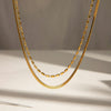 Stainless Steel And Titanium Steel Double Layer Stacked Necklace With Electroplating And Geometric Style