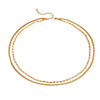 Stainless Steel And Titanium Steel Double Layer Stacked Necklace With Electroplating And Geometric Style