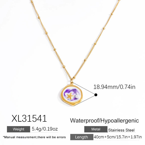 Stainless Steel And Titanium Steel Dripping Oil Pendant Necklace For Women Fashion And Minimalist Style