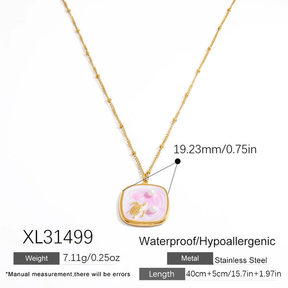Stainless Steel And Titanium Steel Dripping Oil Pendant Necklace For Women Fashion And Minimalist Style