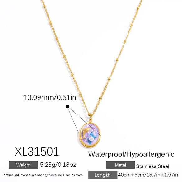 Stainless Steel And Titanium Steel Dripping Oil Pendant Necklace For Women Fashion And Minimalist Style