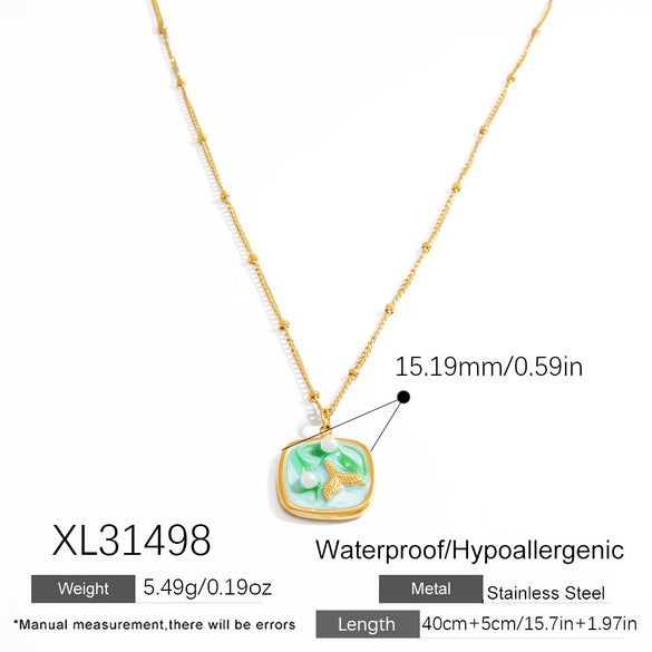 Stainless Steel And Titanium Steel Dripping Oil Pendant Necklace For Women Fashion And Minimalist Style
