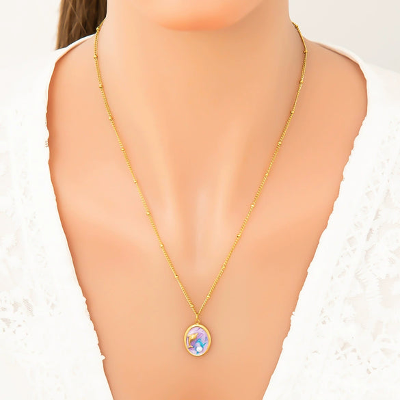 Stainless Steel And Titanium Steel Dripping Oil Pendant Necklace For Women Fashion And Minimalist Style