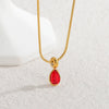 Stainless Steel And Titanium Steel Drop Shape Necklace For Women With Electroplating And Snake Bone Chain