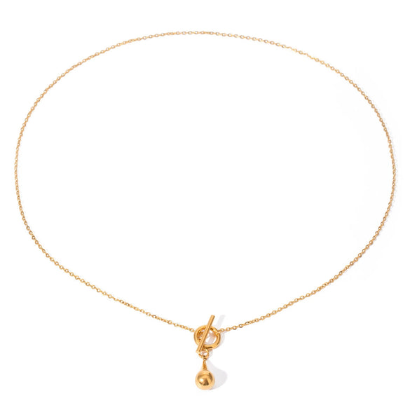Stainless Steel And Titanium Steel Drop Shape Pendant Necklace With Electroplating