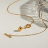 Stainless Steel And Titanium Steel Drop Shape Pendant Necklace With Electroplating