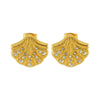 Stainless Steel And Titanium Steel Earrings Necklace Suit For Women With Shell Fanshaped Pattern And Diamondembedded Fashion Design And Electroplating Treatment