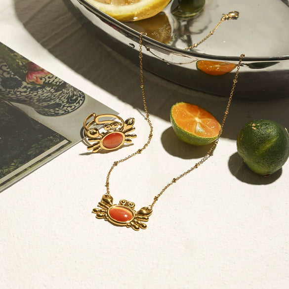 Stainless Steel And Titanium Steel Electroplated Allmatch Fashion Beach Ring Necklace For Women