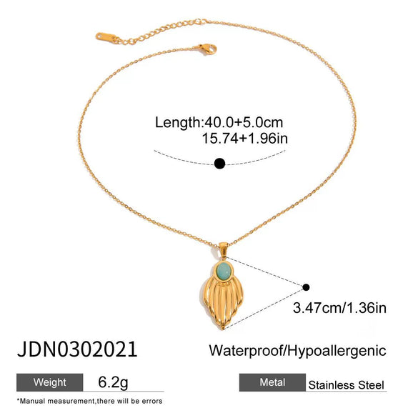 Stainless Steel And Titanium Steel Electroplated Earrings And Necklace With Blue Stone And Leaf Shape For Women