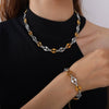 316L Stainless Steel And 316L Stainless Steel Electroplated Women's Earrings Bracelet Necklace Set Hiphop Fashion
