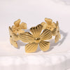 Stainless Steel And Titanium Steel Fivepetal Flower Bracelet Electroplated Simple Style For Women