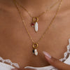 Stainless Steel And Titanium Steel Freshwater Pearl Clavicle Chain Ins Style Electroplated