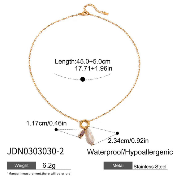 Stainless Steel And Titanium Steel Freshwater Pearl Clavicle Chain Ins Style Electroplated