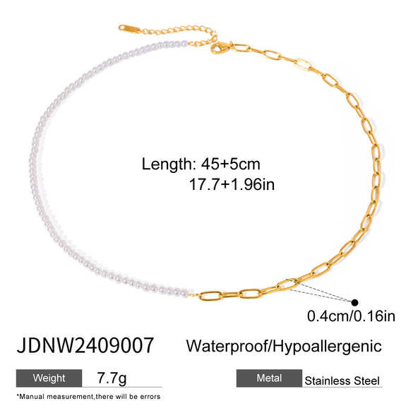 Stainless Steel And Titanium Steel Freshwater Pearl Multilayer Necklace With Geometric Design And Electroplating For Women
