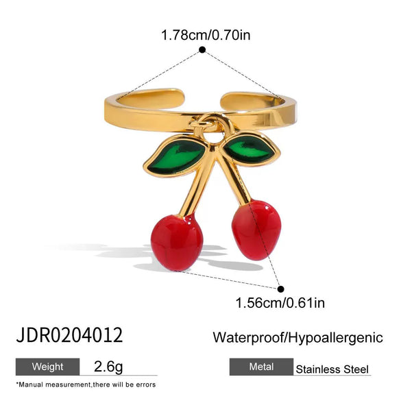 Stainless Steel And Titanium Steel Fruit Pattern Necklace And Ring For Women With Electroplating