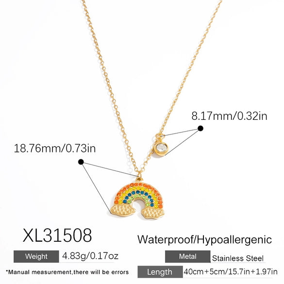 Stainless Steel And Titanium Steel Fruit Pendant Necklace Electroplated With 18K Real Gold For Women