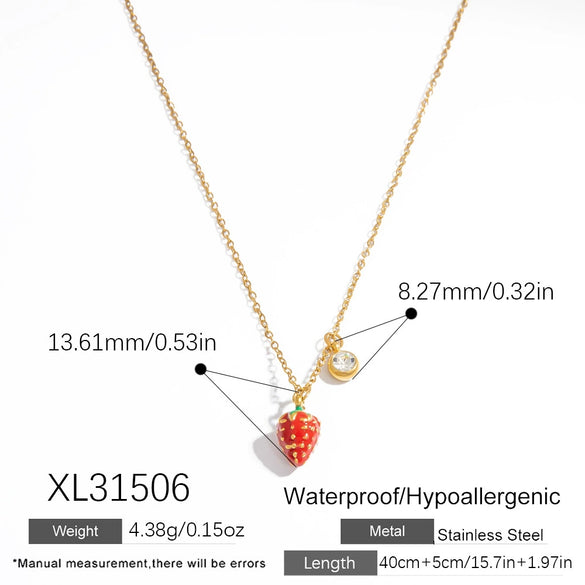 Stainless Steel And Titanium Steel Fruit Pendant Necklace Electroplated With 18K Real Gold For Women